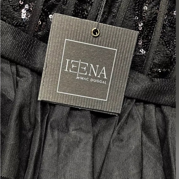 Ieena Mac Duggal Black Sequin Bustier Tier Tulle Prom Formal Ball Gown 16 - Picture 6 of 7